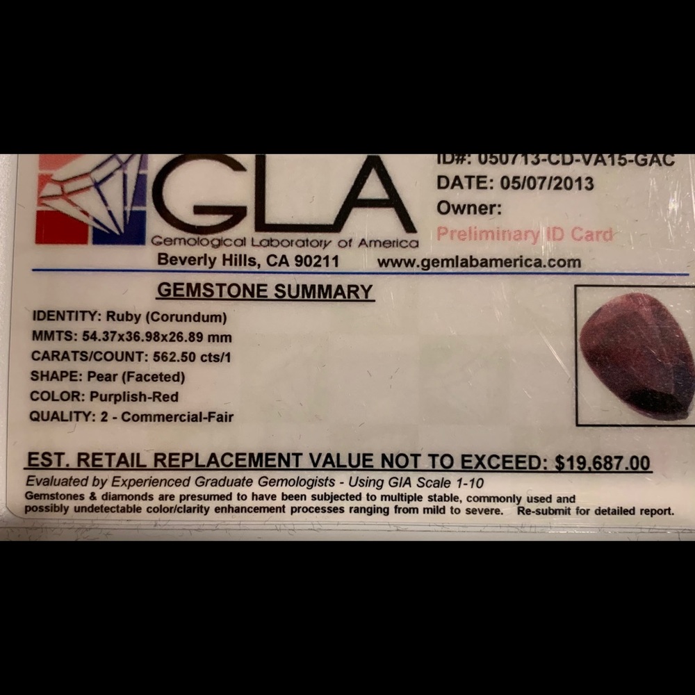 Gemological Laboratory Of America Gemstone